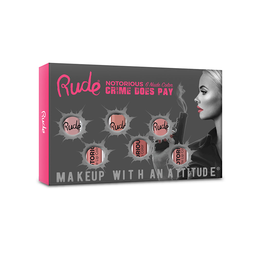 RUDE Crime Does Pay 6 Notorious Lip Color Set - Nude
