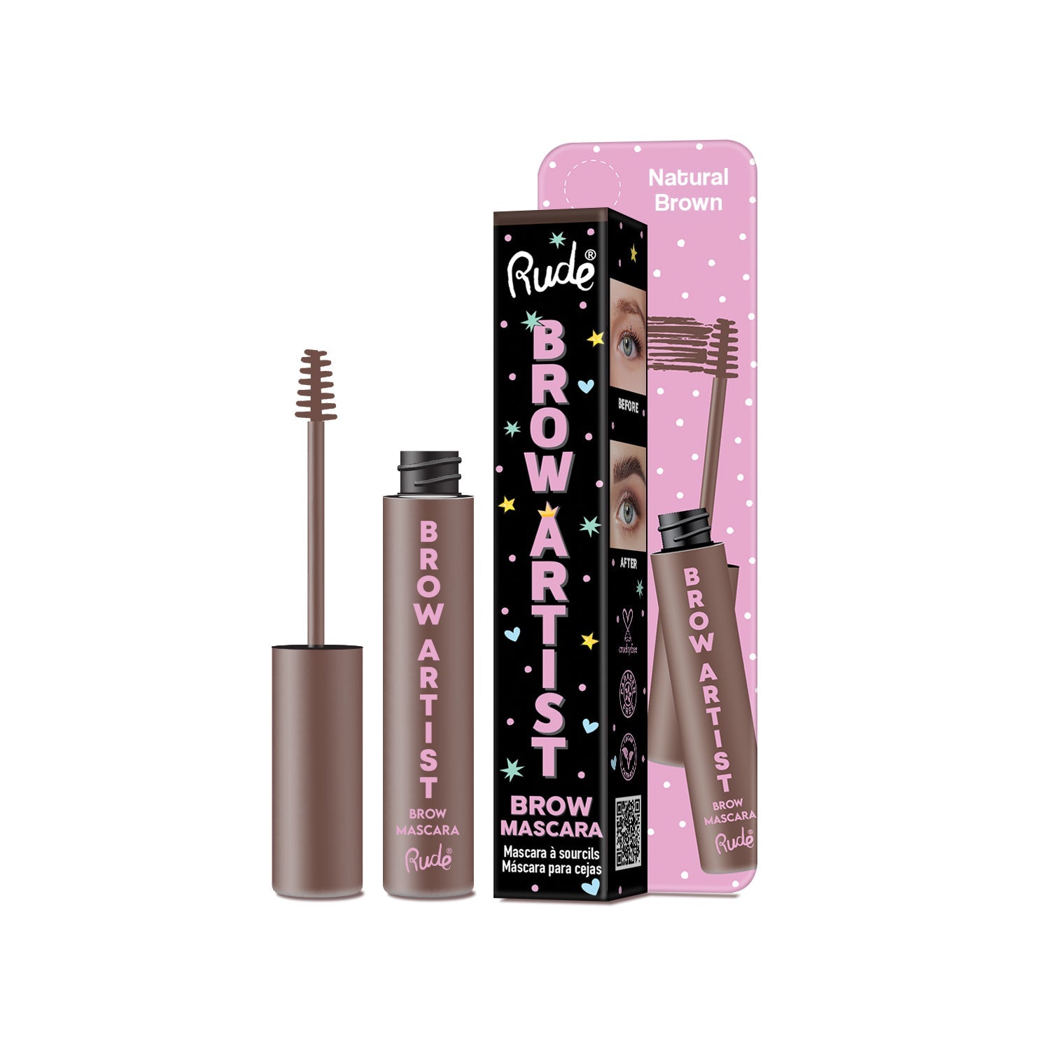 RUDE Ultimate Brow Artist Brow Mascara and Pen - Neutral Brown by Avera Group main image 1